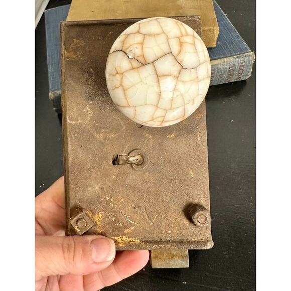 Door Knobs, Antique WHITE Porcelain Door Knob Set (Nice For Restoration Project) - Picture 4 of 7